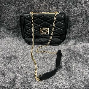 Bebe Abigail smooth flap shoulder bag in black